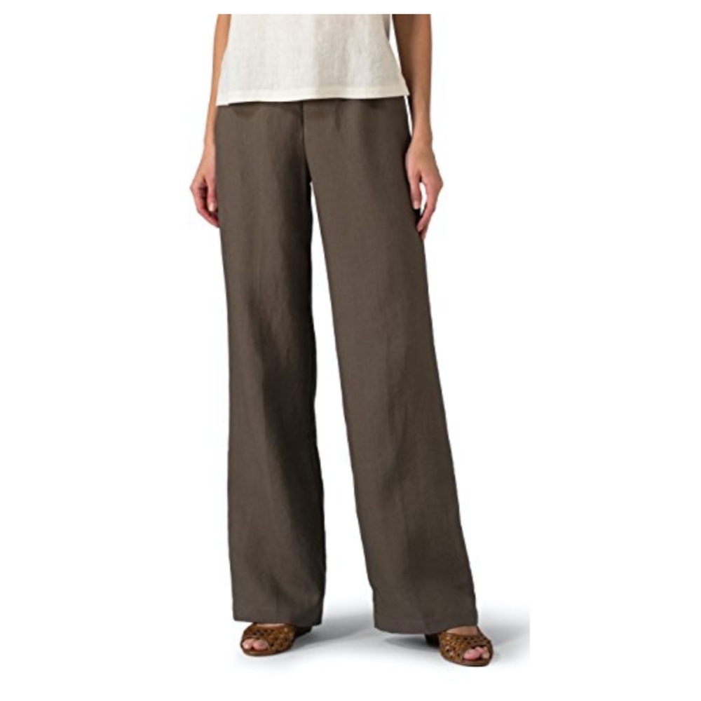 Vivid Linen Zip Fly High Ris Straight Leg pants